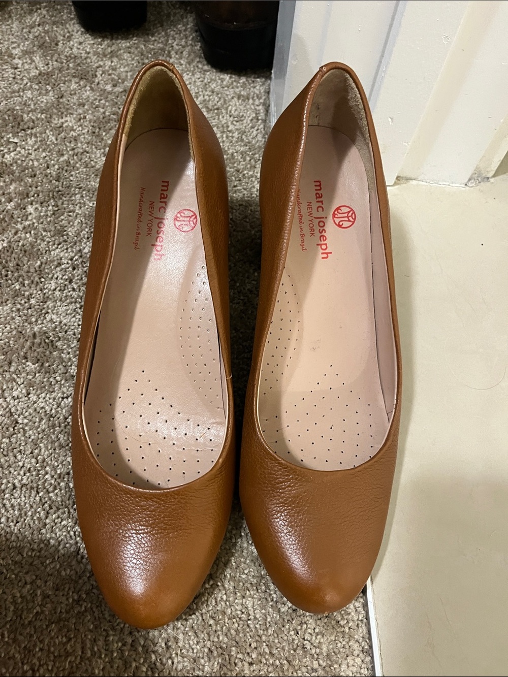 Marc Joseph Brown Leather Round-Toe Heels